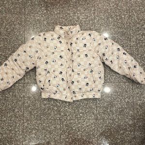 Hello Kitty x Forever 21 Puffer Jacket Sz:L Checkered Sanrio cream pattern